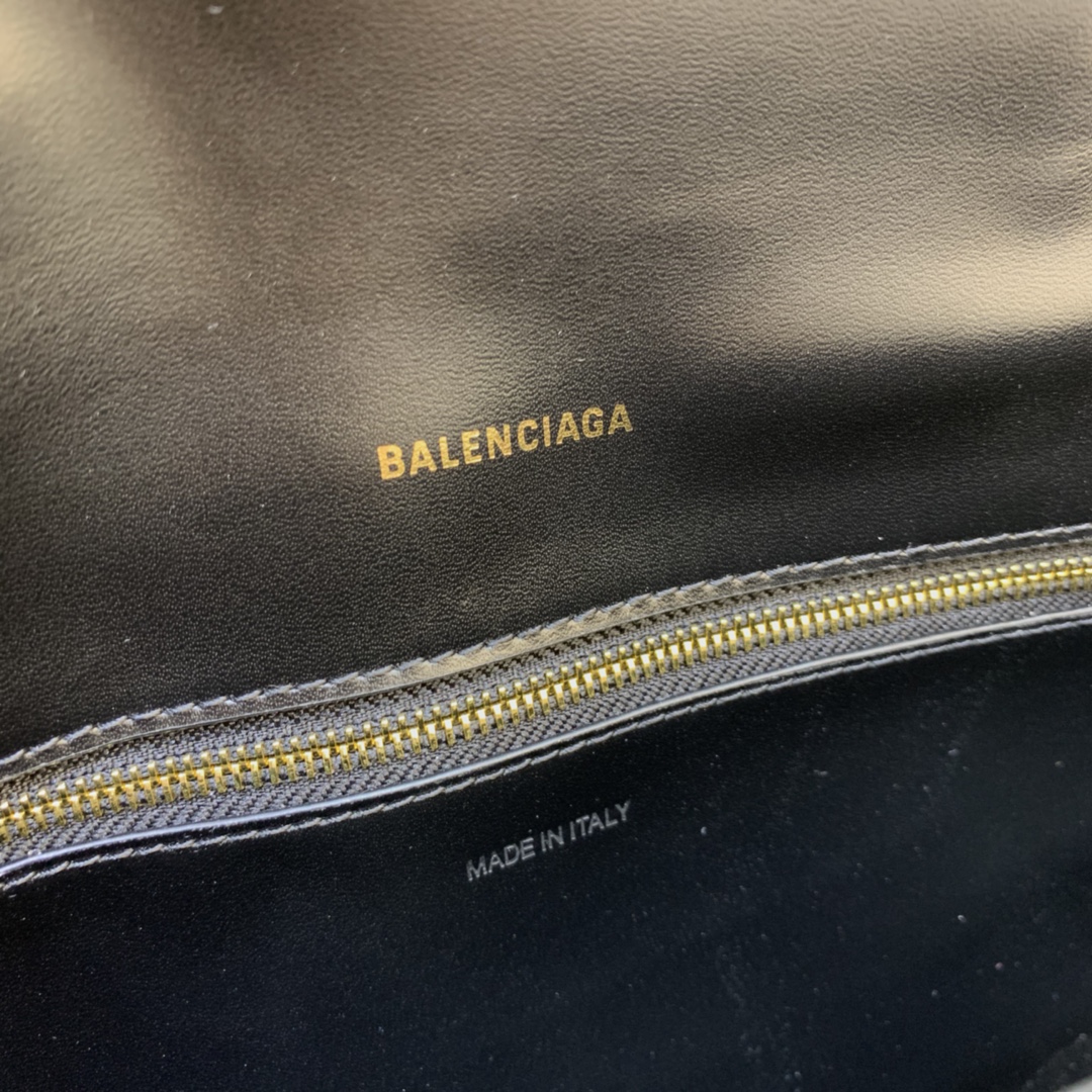 Balenciaga Downtown XS Shoulder Bag Crocodile Embossed Black